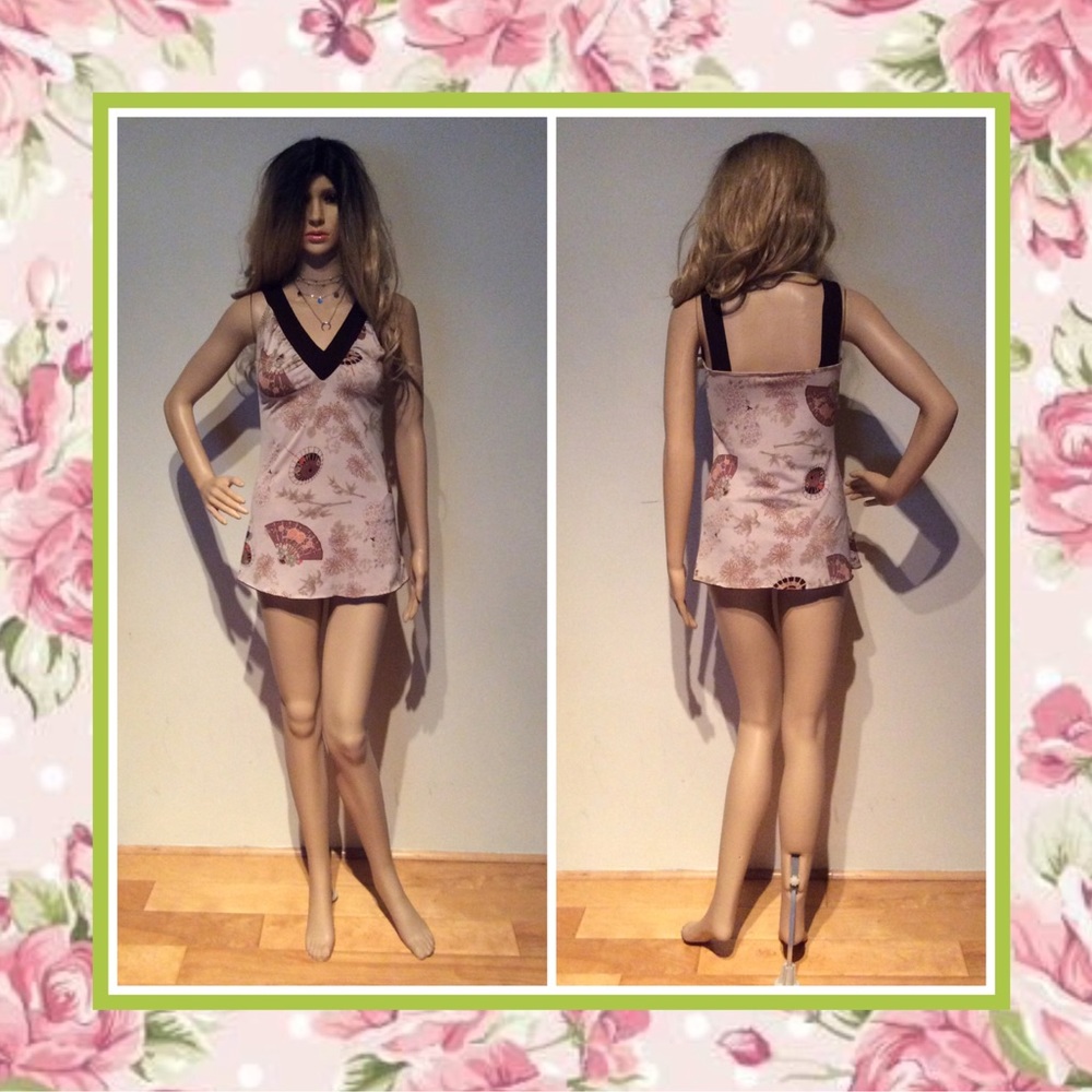 🌸 FLORAL CREAM TAN BROWN SLEEVELESS TOP SHIRT FLOWER PETITE TEEN CUTE LITTLE